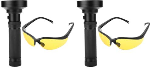 2 Stück -Taschenlampe, Schwarzlicht mit -Sonnenbrille, 100 LEDs, Hand-Schwarzlicht-Taschenlampe, Haustier-Urin-Detektor für Hunde, Katzen, Urin, Trockenes Bett