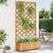 Myheimly Tannenholz Massiv Garten Spalier mit Blumenkasten Gartenspalier Rankgitter Rankhilfe Pflanzkasten Blumenkübel Braun,90 x 35 x 180 cm