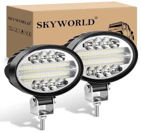 SKYWORLD 2PCS Ovale Phare de Travail led, 5.5 pouces 14CM 20W Projecteur LED Voiture 12V 24V Longue Portee feux de travail Phares Etanche pour 4x4 Offroad Camion Tracteur SUV feu antibrouillard