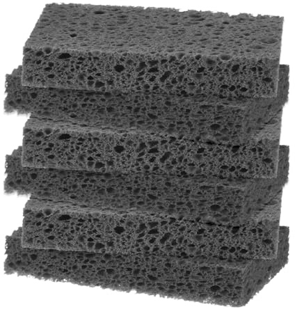 M METERXITY 6-Pack Kitchen Sponges Eco Cellulose for Kitchen, Black | Non-Scratch, Heavy, Condense, Scrub, Dish Scrubber, for Household, for Bathroom, Clean Tough Messes