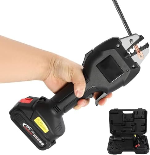 Pinza crimpatrice elettrica per capicorda per cavi, pinza crimpatrice a batteria da 16 KN con 6 matrici, strumento di crimpatura terminale ricaricabile con scatola portaoggetti, strumento di