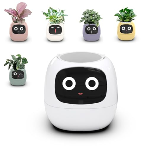 Intelligenter AI Blumentopf mit 7 Sensoren, LCD-Bildschirm und App-Steuerung für Gartenarbeit, mit Zeit-, Datums- und Wetteranzeige