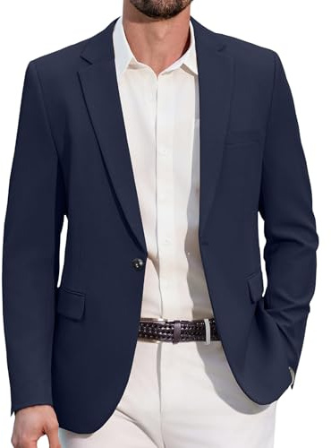 COOFANDY Hombres Blazer Sporty Casual Chaqueta 1 Botón Traje Blazer para Hombres Negocios Casual Azul Oscuro XL