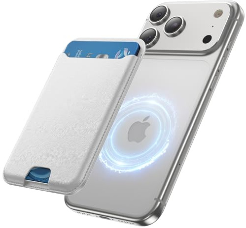 TWZKG for MagSafe Wallet, 3 Card Holder, Magnetic Phone Wallet for iPhone 17/16/15/14/13/12 Pro Max Plus Air Series,RFID Blocking Vegan Leather, White