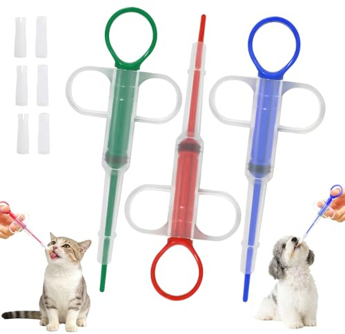 Bellanova Tabletteneingeber für Haustiere 3er-Set | Mit Weichem Silikonaufsatz für Katzen, Hunde und Kleine Tiere, für Tabletten, Kapseln und Flüssigkeiten