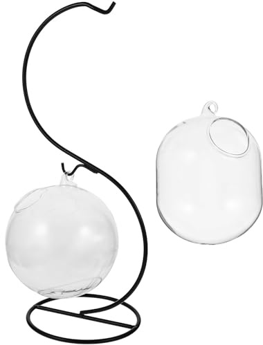 ULTECHNOVO Aquarium de Table en Verre Transparent avec Support en Fer, Design Rond Multifonction pour Décoration de Bureau et Plantes Succulentes