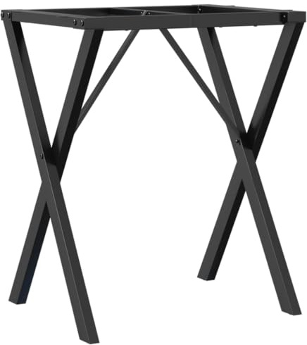 HETFTJN Cadre de table en acier en forme de X - 60 x 50 x 73 cm - Revêtu par pulvérisation - Noir - Style industriel - Pieds stables pour meubles, bricolage, table à manger - Avec protection de sol
