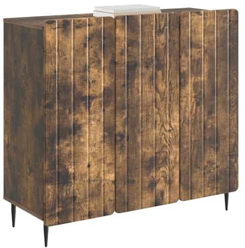 vidaXL Sideboard Geräucherte Eiche 89 x 34,5 x 82 cm Holzwerkstoff, Wohnzimmer Aufbewahrung, rechteckiger Sideboard, moderner Schrank, stylische Möbel, platzsparende Lösung