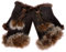 ZLYC Damen Winter Warme Kunstpelz Halbfinger Handschuhe Fingerlose Fäustlinge(Braun)
