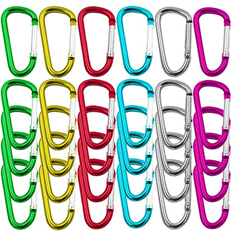 Senven 5-cm-D-Ring-Schnallen-Karabiner, Aluminium-Karabiner-Clipschloss, Karabiner-Verschlussschloss, Mini-Verriegelungshaken oder Schlüsselbund, D-Karabiner (Nicht zum Klettern geeignet!) - 30Pcs