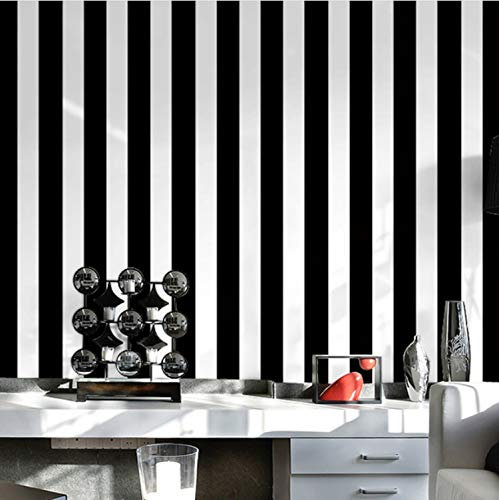 Noir Blanc Rayé Papier Peint Pur Pour Murs 3D Moderne Salon Canapé Tv Fond Mur Décoration Murale Papier Peint10m*0.53m