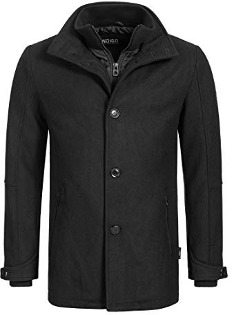 Indicode Herren Brittany Kurzmantel mit Stehkragen | Herrenmantel Wollmantel Mantel Männer Black, XL