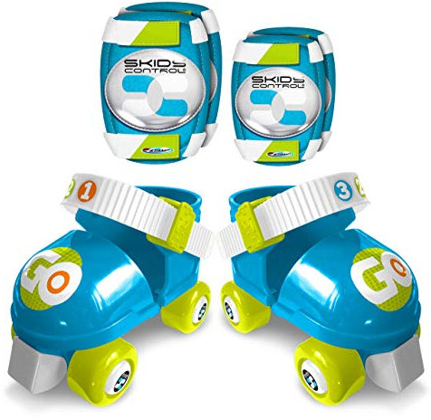 ROLLER SKATES sizes 23/27 + ELLBOGEN und KNIESCHÜTZER SKIDS CONTROL BLUE