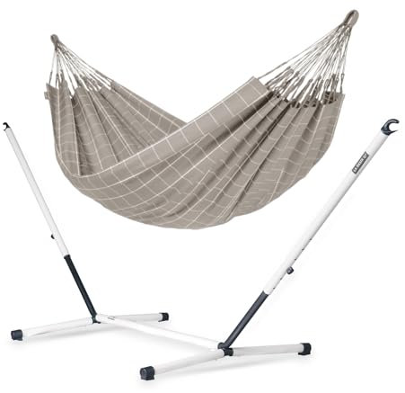 LA SIESTA® - Brisa - Kingsize + Stahl-Gestell Hängematte, handgefertigt in Kolumbien, mit 180 cm Breite für entspannte Momente drinnen und draußen. (Almond)