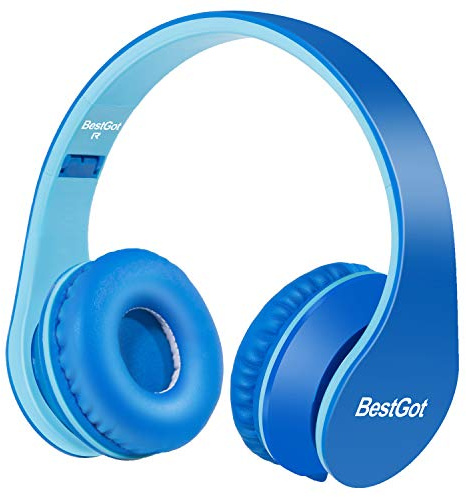 BestGot Kids Headphones for Childrens Wired with Microphone with Detachable 3.5mm Cable (Blue)