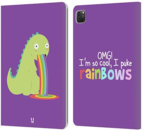 Head Case Designs Dinosaurier Regenbogenkotze Leder Brieftaschen Handyhülle Hülle Huelle kompatibel mit Apple iPad Pro 11 2020/2021 / 2022