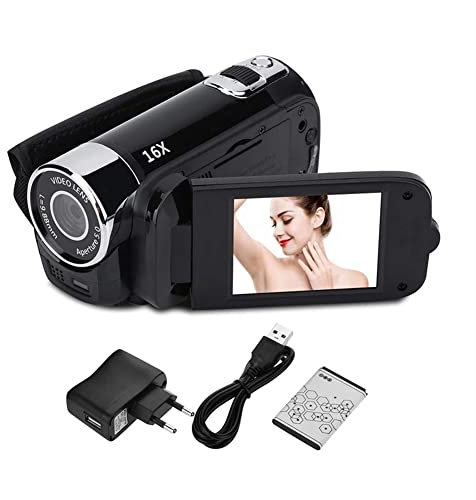 Videocamera Camcorder HD 1080P 270 ° Rotazione Rotazione Elevata definizione Telecamera Vlogging per riunioni familiari 16x Digital Zoom 27Video DV video LCD(EU zwart)