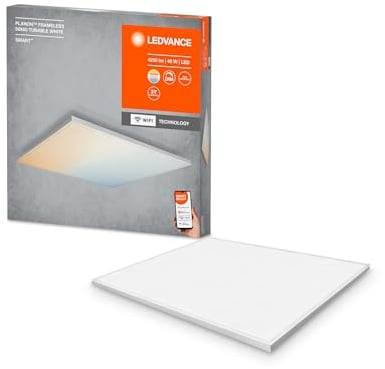 LEDVANCE Smarte LED Deckenleuchte, Panel für Innen mit WiFi Technologie, Lichtfarbe änderbar (3000K-6500K), 600mm x 600mm, Kompatibel mit Google und Alexa Voice Control, SMART+ WIFI PLANON FRAMELESS