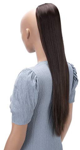 CAISHA 65cm Haarteil Mit Kordelverschluss Langhaar Zopf Pferdeschwanz Haarverlängerung Glatt Braun PH618