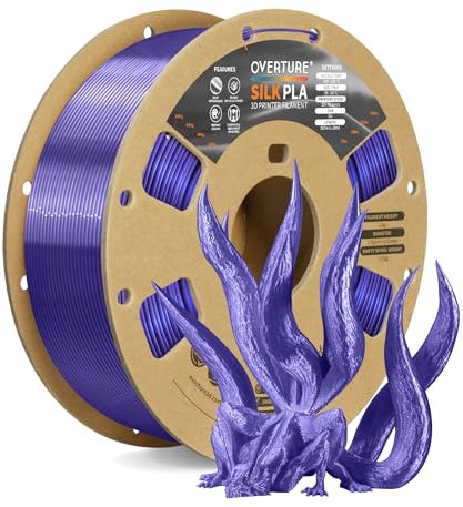 OVERTURE Silk PLA Filament 1.75mm, 1kg 3D Drucker Filament Seide PLA, Maßgenauigkeit +/- 0.03 mm(Seide Violett)