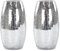 Crackle Glas 9,5 x 17cm hoch Silber bauchig Tisch-Deko Trockengesteck-Vase (2 Stück)