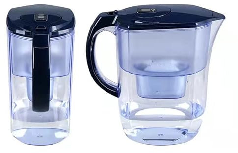 DAMASAY Alkaline Water Filter Pitcher-3.8L,Activated Carbon Filter-Reduces Limescale&Chlorine,Water Purifier-BPA Free,(1 Filter) (3.8L Blue)