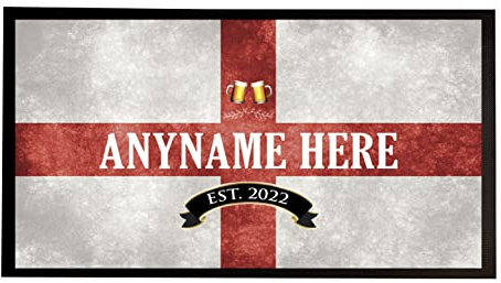 Personalised Bar Runner Mat - St Georges Flag pint glasses, England football beer runner 444 Bar Accessories
