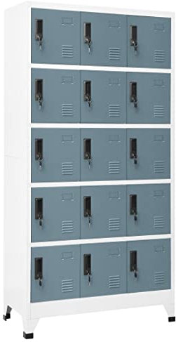 vidaXL Armoire à Casiers Classeur Meuble de Rangement d'Equipements de Sport Produits de Nettoyage Bureau Gris Clair et Gris Foncé 90x40x180 cm Acier