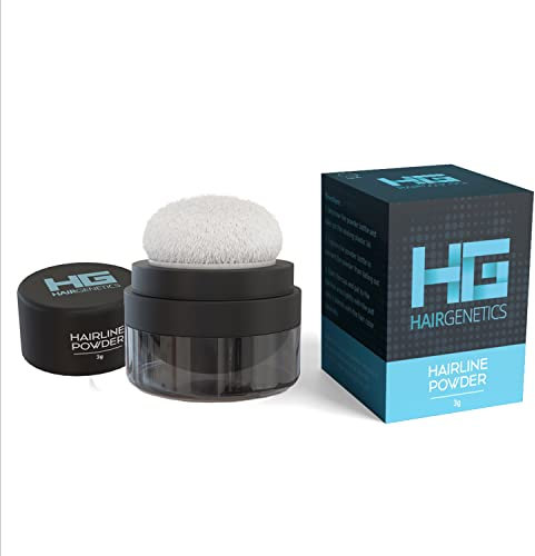 Hair Genetics Haaransatz-Puder, sofortige Abdeckung von kahlen und grauen Wurzeln, verdickt Bärte, Wurzel-Concealer mit Puff (mittelbraun)