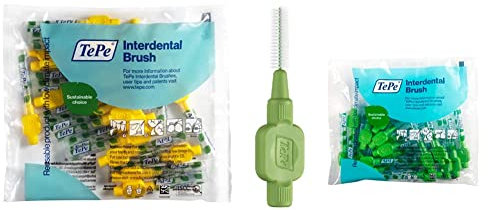 TePe Scovolini interdentali Originali/Spazzolini interdentali di alta qualità con cappuccio, misura ISO 5, verde, 20 pz x confezione & Scovolini interdentali originali – colore: giallo,ISO size 4