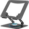 SOUNDANCE Laptop Stand with 360° Rotating Base, Ergonomic Computer Riser for Desk, Adjutable Height Muti-Angle, Foldable Laptop Mount, Stable Metal Holder Support 10-15.6 Notebook PC, Black