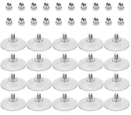 FarBoat 20 paia di ventose da 4,73 pollici con cuscinetti per ventosa in PVC per auto ombra armadio panno porta vetro tenda bagno finestra (M6 dadi esagonali e bullone M6 x 7,5 mm)