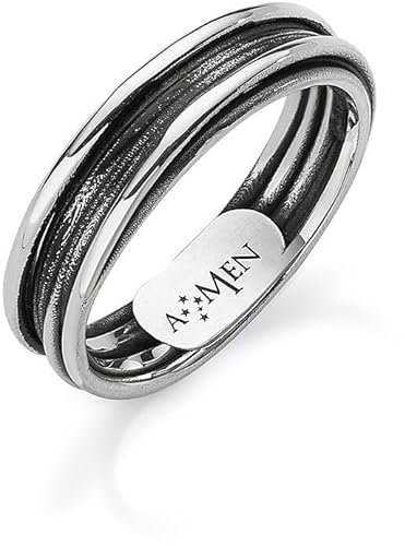 CROCE DEL SUD SRL Damen-Ring von Amen aus der Hipster-Kollektion. Ring aus 925er Silber mit schwarzem Band in der Mitte, Ringgröße: 12. Die Referenz ist afv-12, Sterling Silber