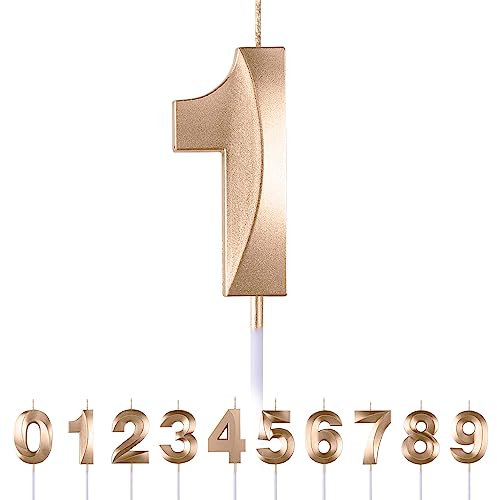 1st Birthday Number Candles - 3D Champagne Candle for Boys & Girls Birthday Party Cake Toppers