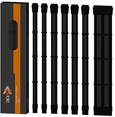 dcl24.de 30CM Sleeved Cable PC Extension Kit Schwarz-Grau für Netzteil, GPU/CPU, PSU Cable Extensions mit Kabelkämmen, 3x 8pin PCIe