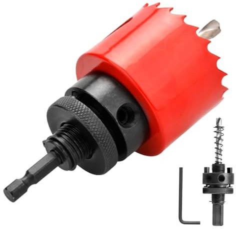 GUOQEE Sega a tazza da 40 mm con mandrino a cambio rapido, fresa a tazza HSS bimetallica per legno, compensato, PVC, cartongesso e lamiere