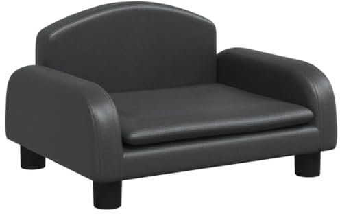 vidaXL Kindersofa, Couch für Kinder, Kindercouch mit runden Kanten, Kindersessel Minisofa Polstersofa Kindermöbel Sofa Kinderzimmer, Schwarz Kunstleder