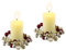 LED-Kerze aus Echtwachs mit Kranz 2er Set elektrische Kerze Warmweiß Stimmungslicht Lichter Dekoration Stumpenkerze große Adventskerzen Adventskranz Kranz romantisch Valentinstag, rot/gold, 2er Set