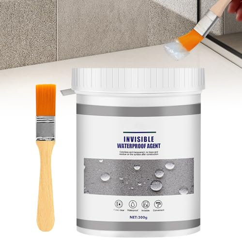 CJBIN Invisible Waterproof Agent, Agent Waterproof Invisible Anti-Fuites, Resine Waterproof Transparente, Colle Etanche Transparente Extérieur avec Brosse,pour Carrelage de Salle de Bain et Toits,300g