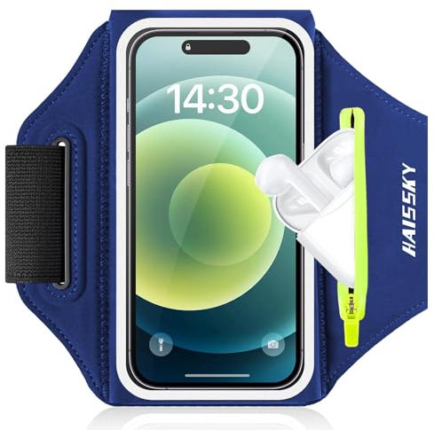 6,8'' Brassard Telephone Sport avec Poche Supplémentaire pour Clé De Voiture TWS, Support De Porte Téléphone Portable RAZOBWS pour iPhone 15 14 13 12 Plus Pro Max Samsung S24 S23 pour La Course à Pied