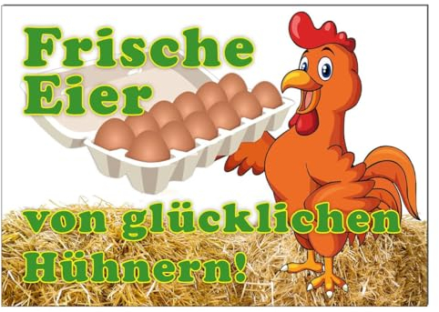 Werbeschild Frische Eier von glücklichen Hühnern A3 (42x30 cm)