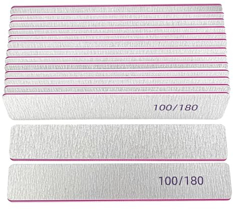 50PZ Lime per Unghie Quadrata Lima per Gel Bifacciale Grana 100/180 Ricostruzione Unghie Nail Art