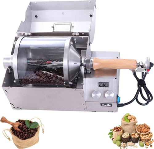 1200W Coffee Roaster Machine for Home Use,500g Electric Coffee Roasters with Thermometer,Quartz Glass Drum,Adjustable Temperature + Speed,for Baking Coffee, Raw Beans,Peanuts