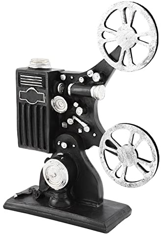 Ejoyous Vintage Film Projector Model, Black Resin Desktop Decor, 23.5 x 14 cm, Retro Ornament Gift