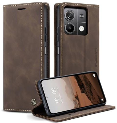 Cracedily Handyhülle für Xiaomi Redmi Note 13 5G Hülle, Klapphülle Premium Lederhülle Klappbar Flip Case Tasche Magnet Kartenfach Standfunktion Klapphülle Schutzhülle für Redmi Note 13 5G, Kaffee