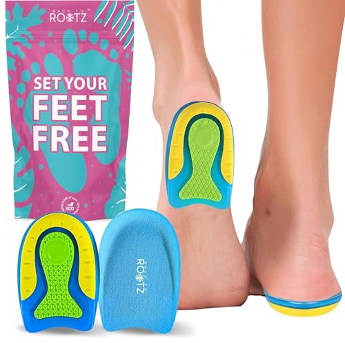 ROOTZ® | Talonnette en Silicone pour Soulager la Douleur | Semelle Gel Adhésive pour Épine Calcanéenne et Fasciite Plantaire | 1 Paire (Taille S 35-41)