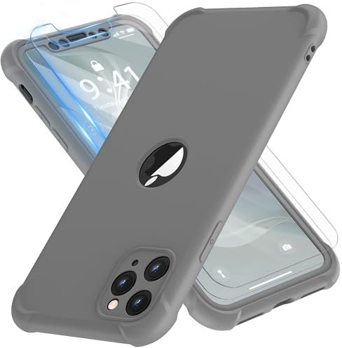 ORETECH for iPhone 11 Pro Case, with [ 2 x Tempered Glass Screen Protector] 360 Shockproof Heavy Duty Protection Ultra Thin Hard PC Silicone TPU Rubber Bumper Cover for iPhone 11 Pro - Space Grey
