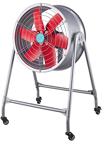 Exhaust Fan Industrial Floor Type Ventilation Fan 20 Inch High Velocity Heavy Duty Exhaust Fan Commercial Round Metal Vent Fan with Mobile Stand, 1400RPM Ventilation Fan