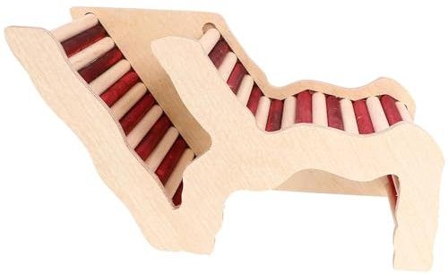 Esshogo Hamsterhaus Rennmaus Spielzeug, Hamsternest tierisches Brückenspielzeug, Kauspielzeug Chinchilla-Spielzeug Hamsterhaus mit Meerschweinchen Zwerghamster, Kleintierkäfig (Rot and holzfarbe)