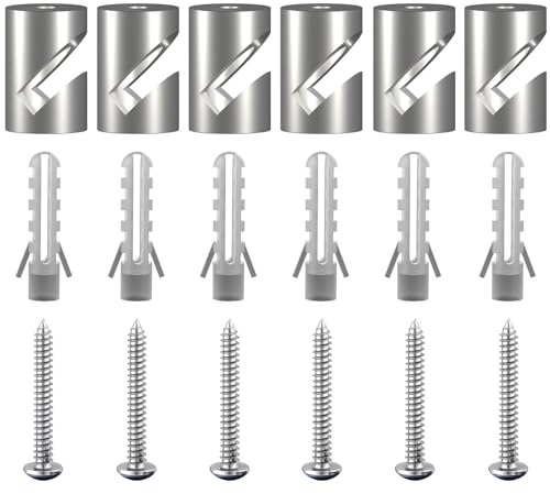OASHISU 6 x Aluminiumlegierung Wand- und Deckenpins Silbrig für Textilkabel | V-Stil Deckenbefestigung Affenschaukel Aufputz-Kabelhalter für Lampe DIY mit Schrauben und Dübeln
